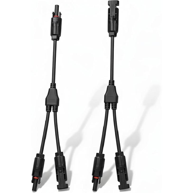 XYRIS Solar Panel Connectors - 1 to 2 Y Branch Parallel Adapter Cable Wire Plug Tool Kit for Solar Panel 1 Pair (M/FF+F/MM) 1 Pair 1to2