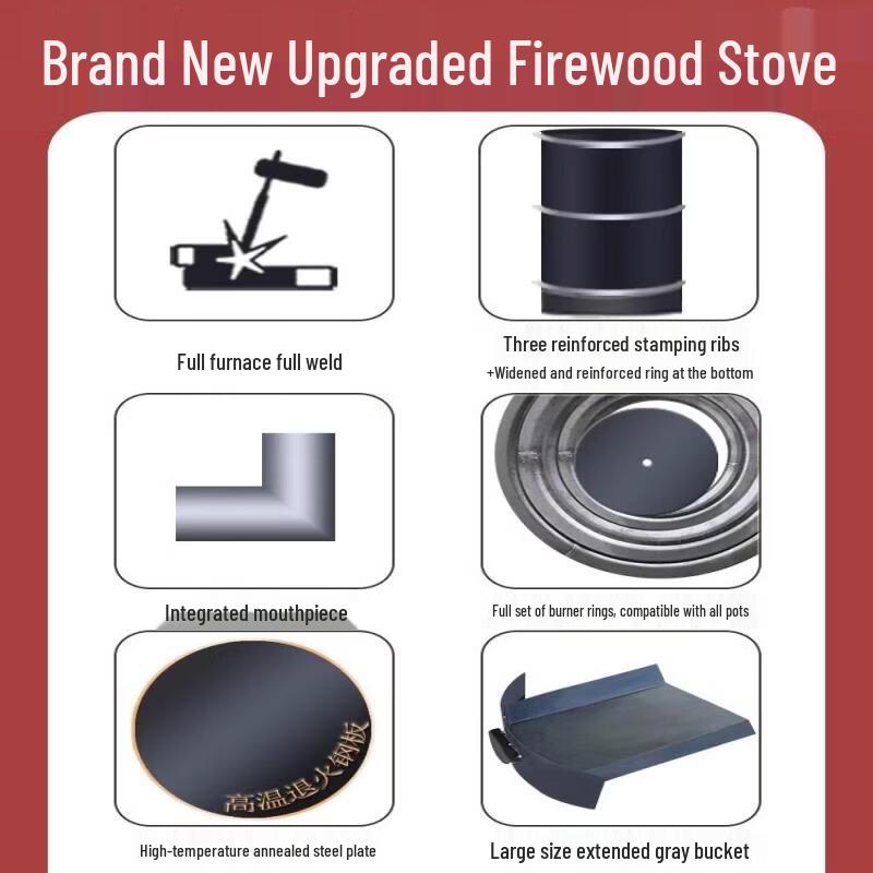 Jundingying Outdoor Wood-Burning Stove with 2M Chimney