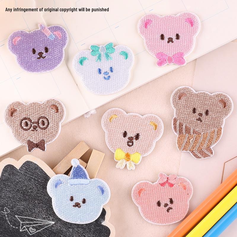 Self-Adhesive Cartoon Bear Embroidery Patch for DIY Scrapbook