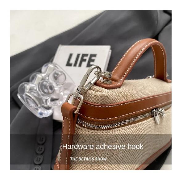 Tragbare Eimer-Box Handtasche Canvas Patchwork Mode Umhängetaschen Damen Pendler Handy-Aufbewahrung Schultertasche Vielseitig Einfach