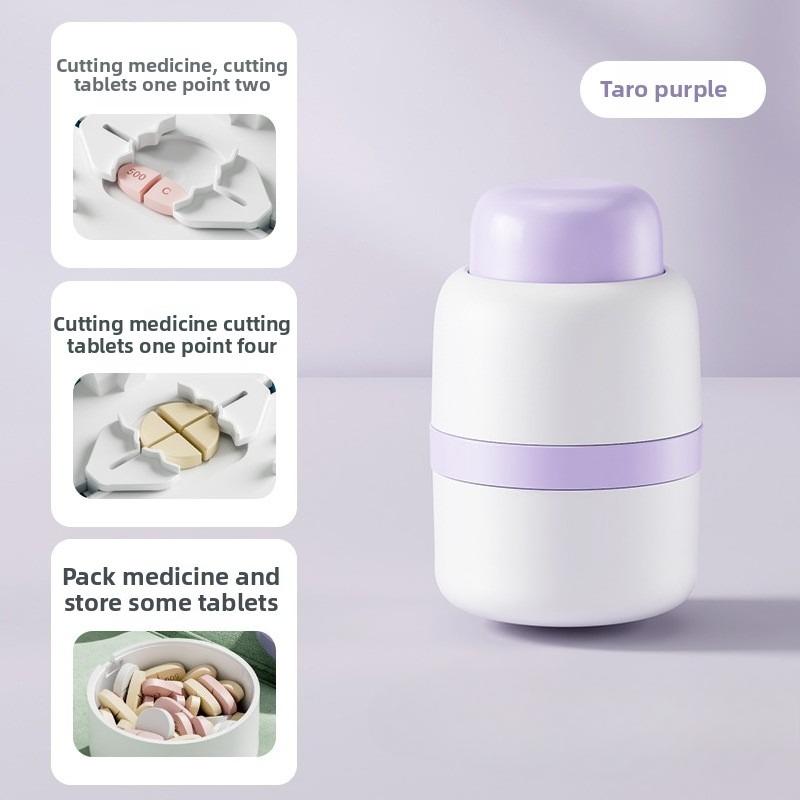 Portable 2-in-1 Pill Box with Pill Cutter for Cutting Small Pills or Large Pills in Half & Quarter Travel Pill Organizer Case