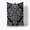 Black Floral Pattern Fleece Blanket Soft Warm Throw Sofa Bed Cover Decorative Gift