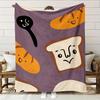 Cozy Bread & Spoon Print Flannel Blanket Heavyweight Soft Breathable Polyester All-Season Throw - Cute Toast
