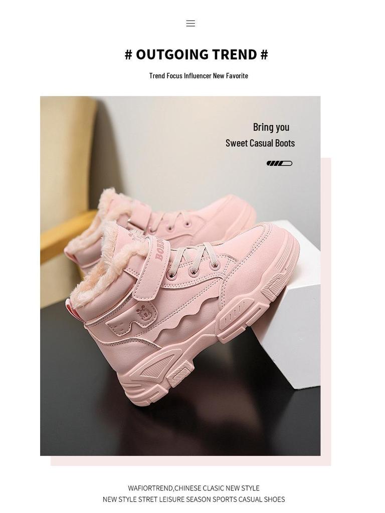 Bobodou Kids' Winter Velvet-Lined Martin Boots for Boys & Girls - Thick, Warm, Trendy Sports Shoes 2025