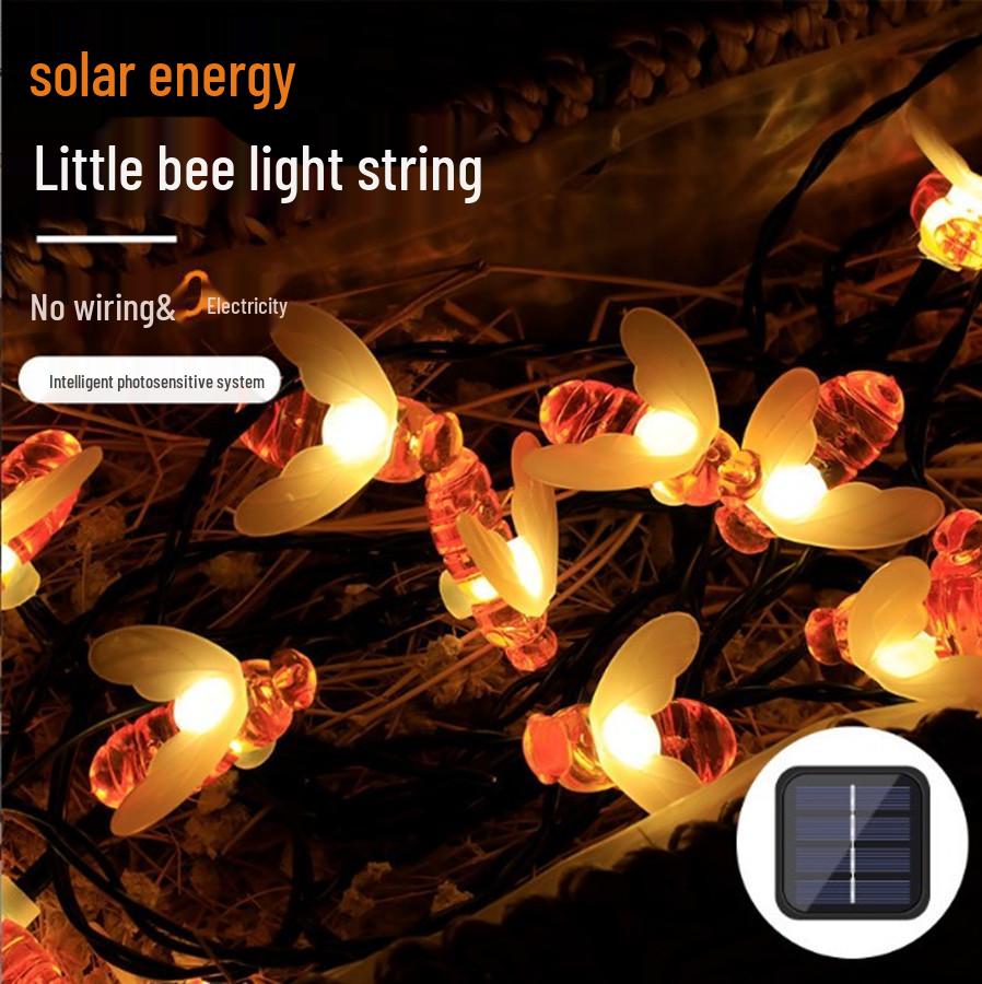 Waterproof Solar LED Bee String Lights for Outdoor Lawn & Christmas Decor