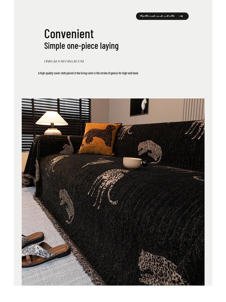 Schwarzer Moderner Minimalistischer Sofabezug: Ganzjährig, Universelle Passform, Einteilige Voll-Deckenunterlage