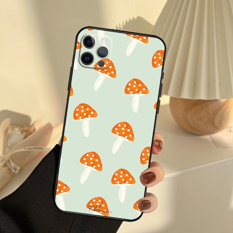 Mushroom Phone Case For iPhone 13 16 15 11 12 14 17 Pro Max 12 mini 15 16 Plus 16e 17 Air Cover Funda