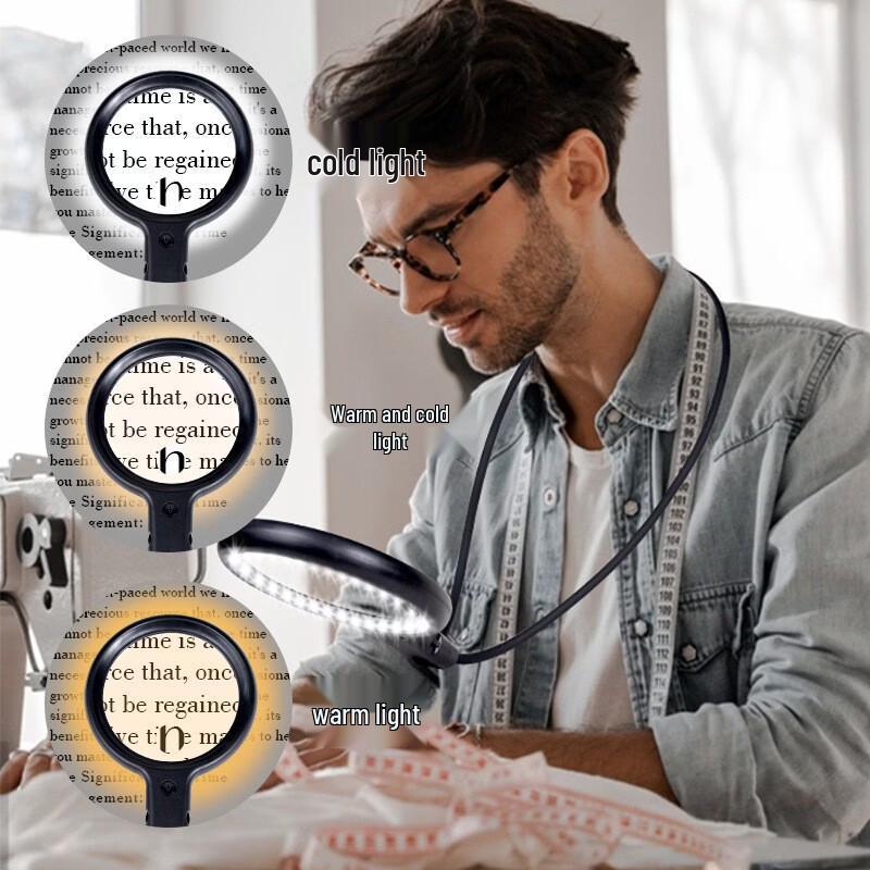 Miflame Q83 3-Color LED Desktop & Neck Magnifying Glass