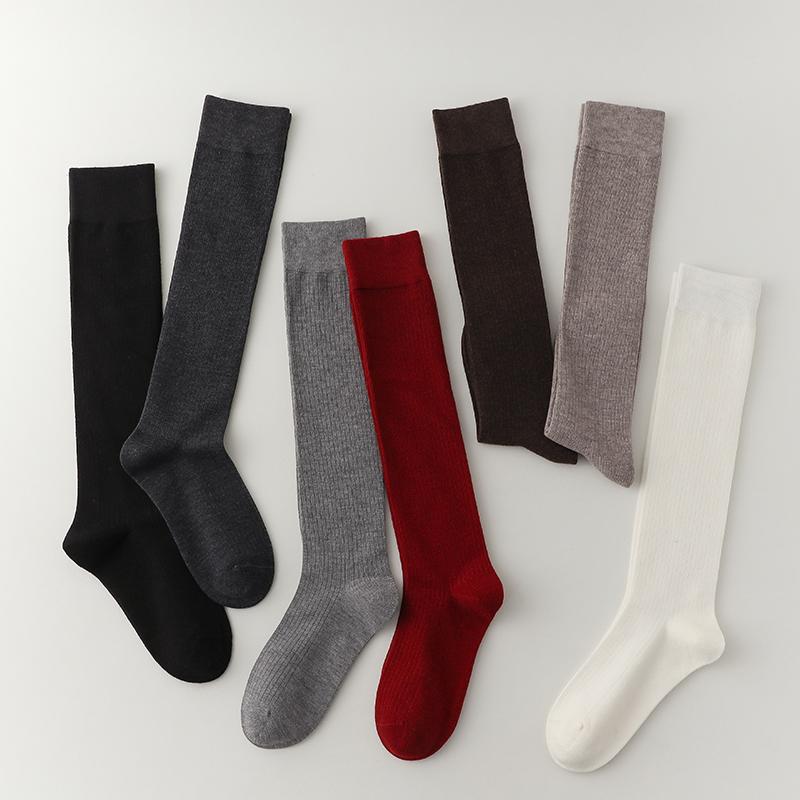Autumn/Winter High-quality 5A Women's Knee And Calf Mid Length Socks Lightweight And Warm Cold-proof Fine Wool Stripes Stockings