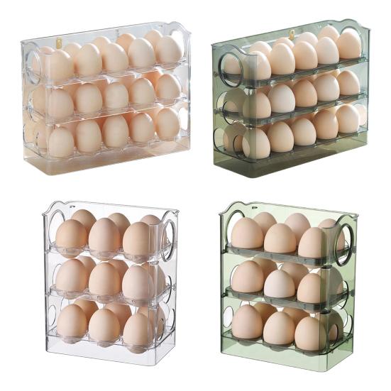Dreistufiger Eierorganizer für den Kühlschrank Eieraufbewahrungsbox mit Datumsanzeige Eierregal für 30 Eier oder 18 Eier für den Kühlschrank
