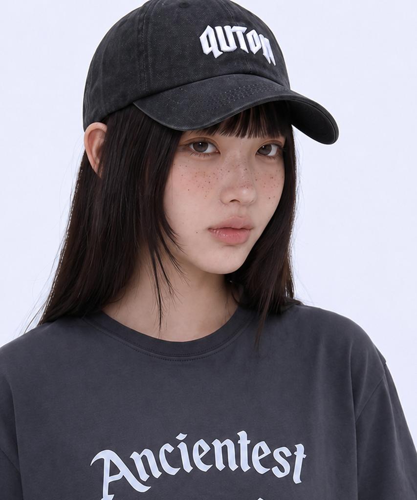 QUTON Fade Bold Logo Ball Cap_Gray