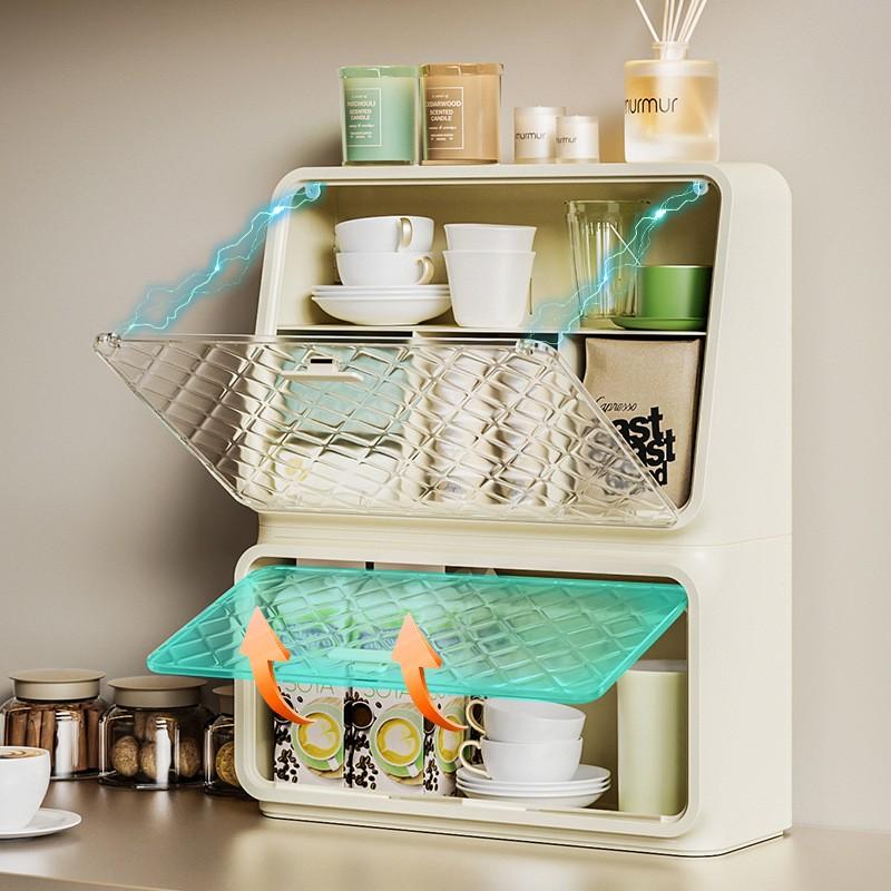 Théière de bureau à fixation murale, boîte de rangement pour tasses à thé, armoire de rangement pour tasses anti-poussière, porte-gobelet à café, support de rangement
