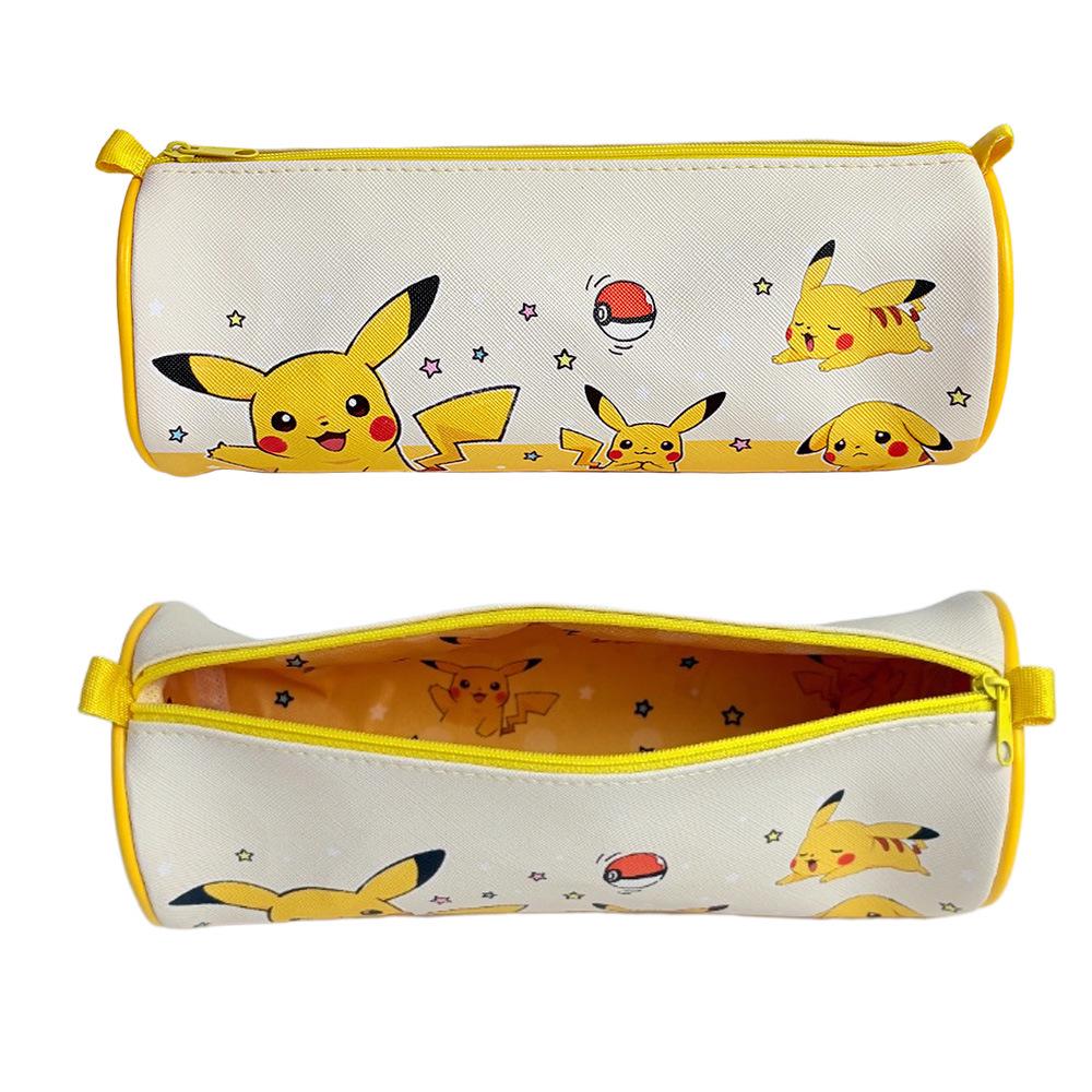 Round Barrel Cartoon PU Pencil Case - Large Capacity, Thick Lining, Perfect for Kids' Stationery Storage