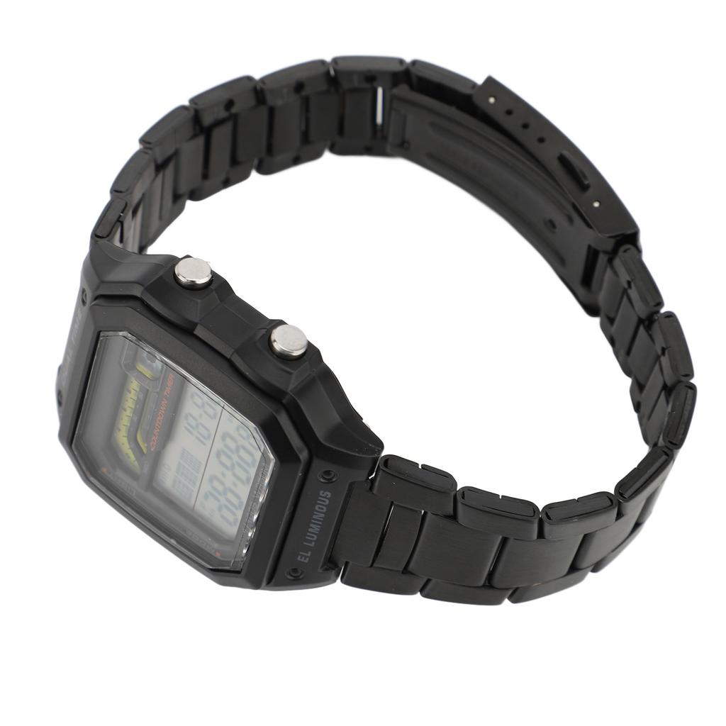 Dijital Spor Saati Dış Mekan Paslanmaz Çelik Kayış LED Arka Aydınlatma Dijital Ekran Elektronik Saat Parlayan Erkek Dış Mekan