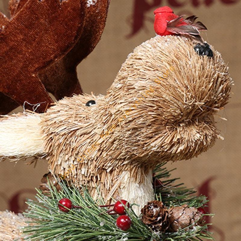 

Christmas Straw Elk Ornament Handmade Raise for Head Reindeer Animal for Doll Fi 55KF CN