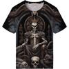 Męski Letni T-shirt 3D Modny Casualowy Luźny Wzór Nadruk Czaszki Okrągły Dekolt Krótki Rękaw T-shirt Top 6XL