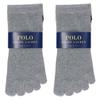 POLO RALPH LAUREN Men's 5-Toe Short Golf Socks, Cotton Blend, with Embroidered Design, Gray, Set of 2