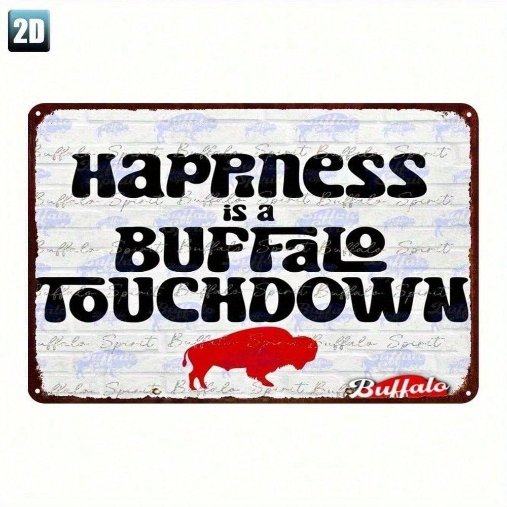 Stetson NFL Tin Sign Vintage Buffalo Football Wall Decor Retro Rustic Americana Metal Sign for Man Cave Sports Bar Garage