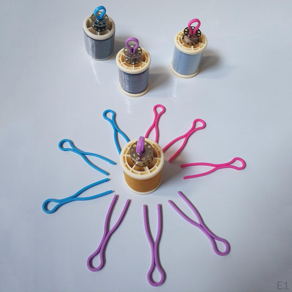 30 Pieces 3 Colors Assorted Plastic Sewing Bobbin Clips Clamp Thread Spool