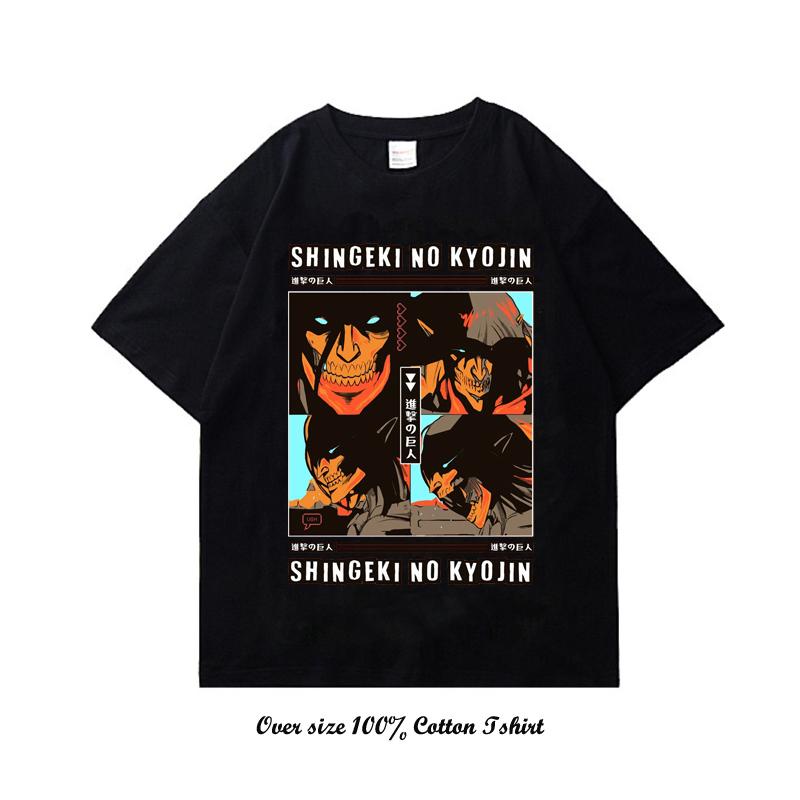 Attack On Titan Japanese Anime T-Shirts For Men And Women Printed Cotton Short Sleeve T-Shirts Oversized Fashion Unisex T-Shirts