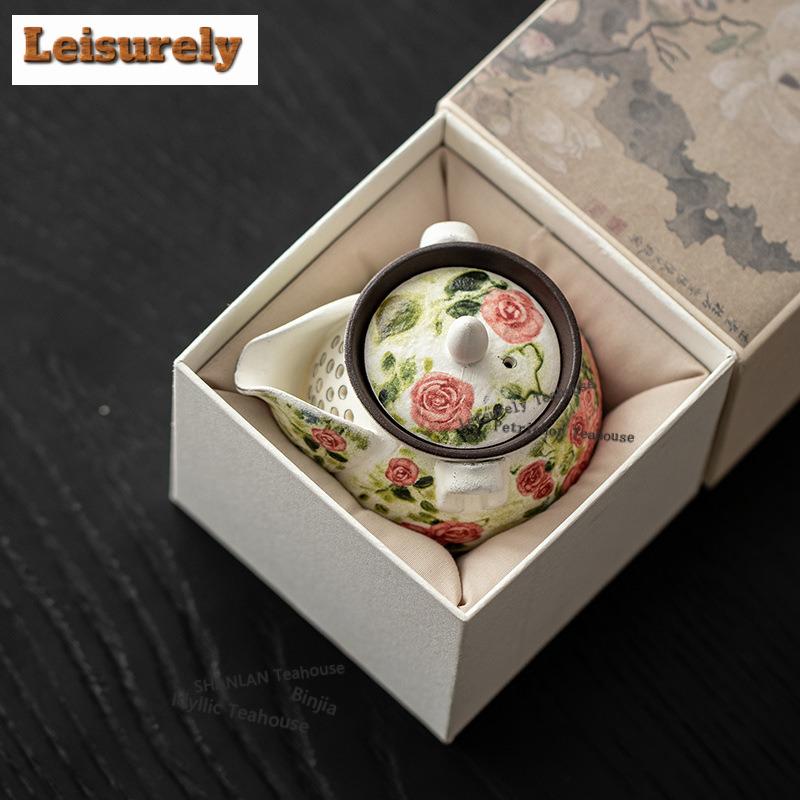 111ML Rose Handheld Teapot Traditional Tea Infuser Pot Household Tea Making Kettle With Filter Tableware Ornaments Supplies Gift