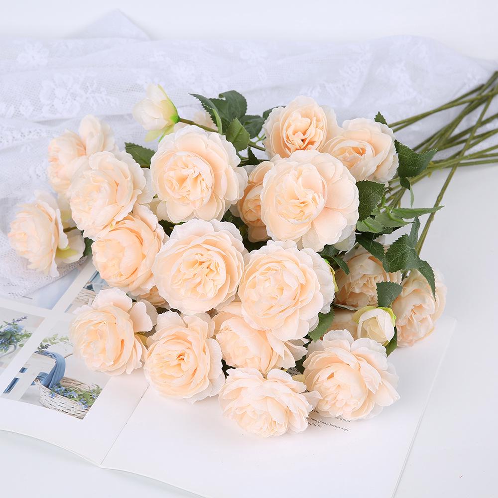 European-Style Smoky Willow Peony & Rose Artificial Flower Arrangement for Home and Wedding Decor