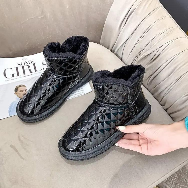 Fashion Fur One Snow Boots Women  Waterproof Warm Cotton Shoes Winter Women's Shoes Plus Fleece Thickened Short Boots Women Shoes