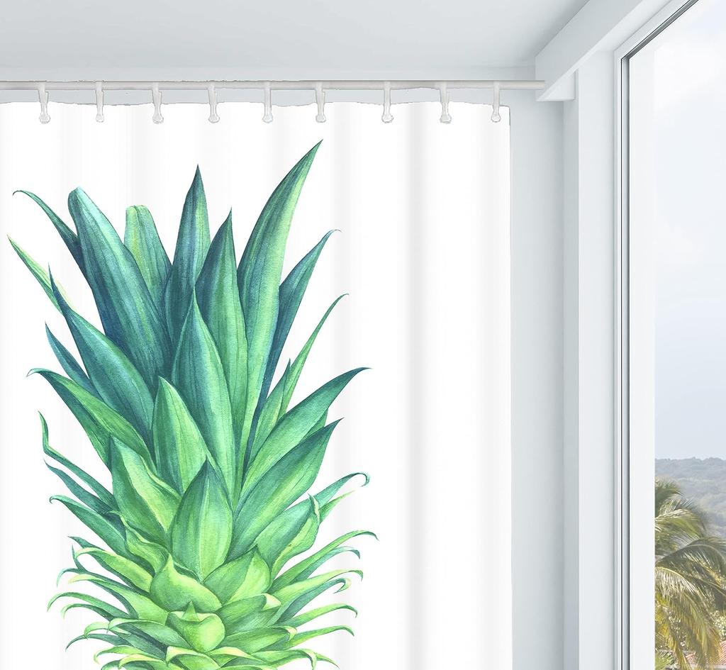 Pineapple Shower Curtain Watercolor Pineapple Tropical Fruit Green Yellow Polyester Fabric Bathroom Shower Curtain