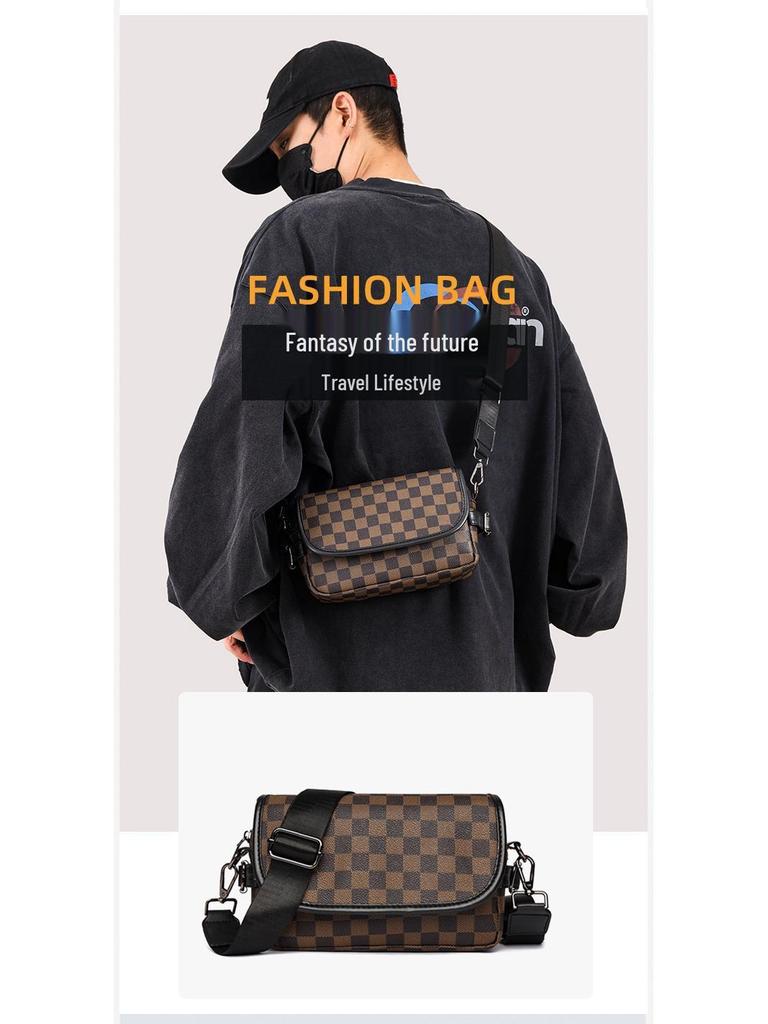 Trendy Plaid Men's Shoulder & Chest Crossbody Bag