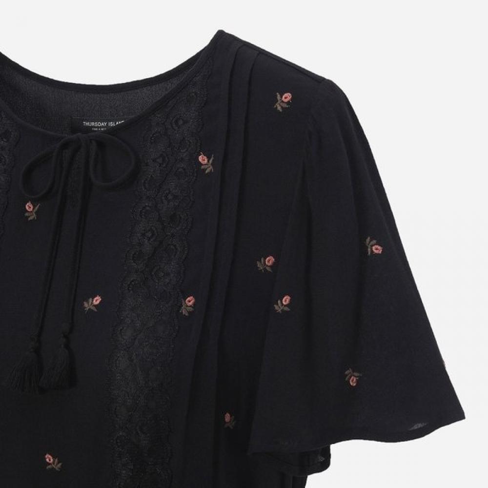 Thursday Island Rayon Flower Embroidery Dress  T256mop142w 