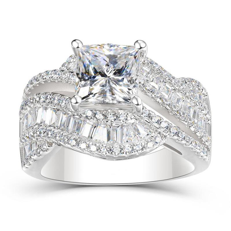 

Swivel Twist Micro-Set Ring Women, Luxury Group Set Square Four-Claw Engagement Ring, Luxury Ring 10
