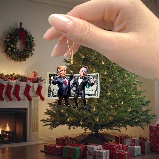 

Рождественское украшение Трампа 2024 года, забавные подвесные украшения Трампа и Маска, 2D акриловое украшение на рождественскую елку для сторонника