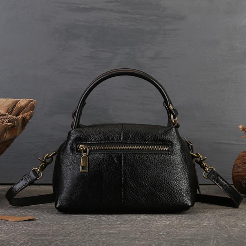 Johnature Handbag Genuine Leather Women Bag Retro Solid Color Versatile Large Capacity Shoulder & Crossbody Bags