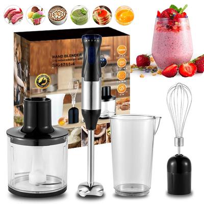 4 in 1 Elektro-Stabmixer Handmixer 1000W Edelstahlklinge Gemüse Fleisch Immersion Ei Schneebesen Entsafter