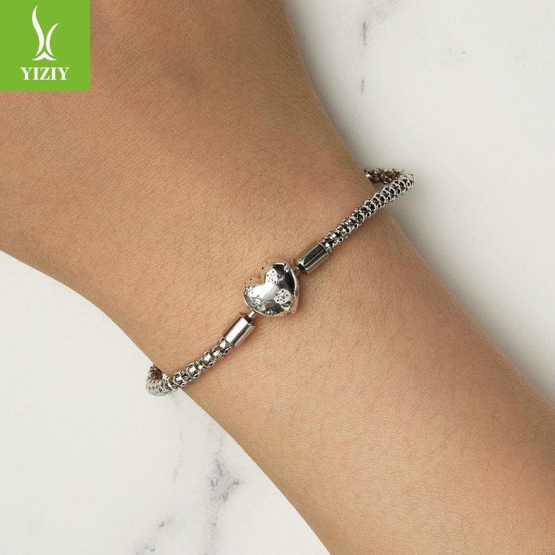 S925 Sterling Silver Love Basic Bracelet, Classic Versatile Love Diy Bracelet Can Be Stacked With A Single Belt