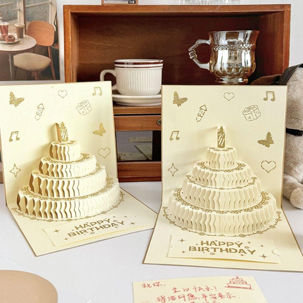 Handmade 3D Birthday Card Folding Happy Birthday Card Message Cards Gift Card  Birthday Party