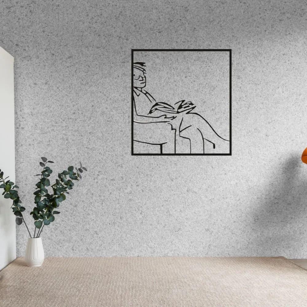 Metal Wall Art Decor Man Reading Book Vintage Steel Panel