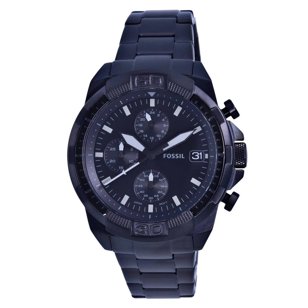 

Восстановленные мужские часы Fossil Bronson Chronograph из нержавеющей стали с черным циферблатом, кварцевые, FS5853 чёрный