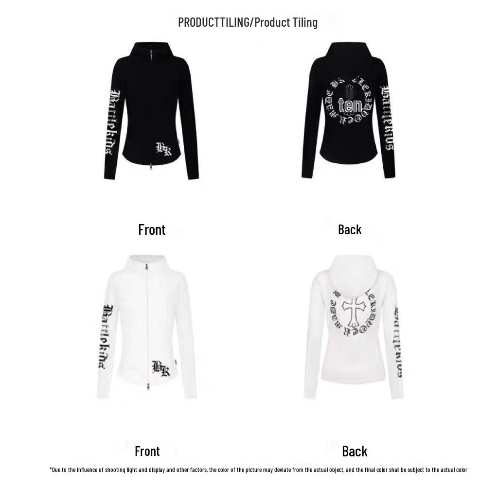 Women's Slim Fit Gothic Hoodie Jacket - Short Zip-Up, Versatile, Perfect for Spring & Autumn