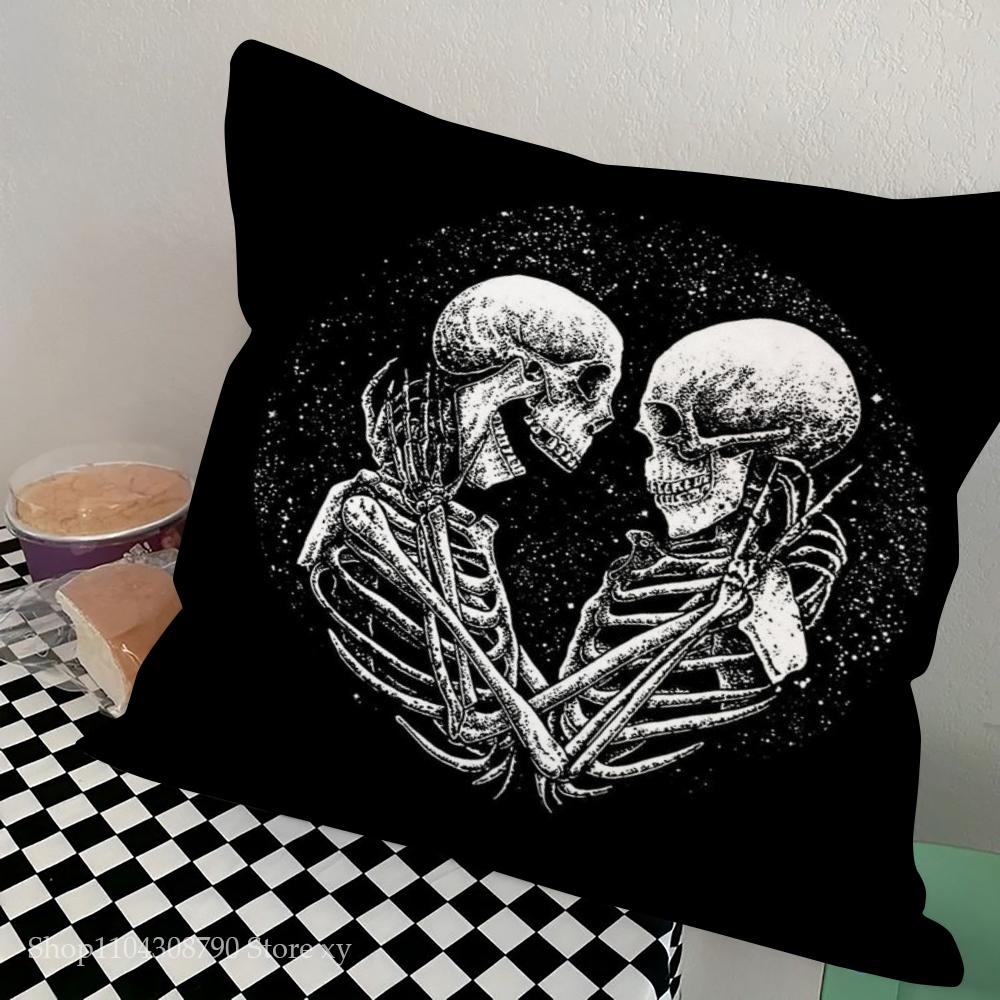 1pc Anatomical Skeleton Chalkboard Pillow Case Square Bedroom Sofa Leisure Comfort Cushion Car Living Room Home Decoration