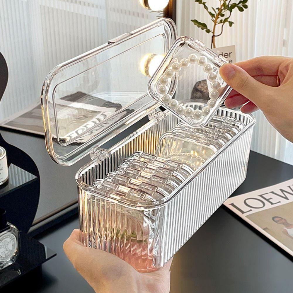 

Dustproof Nail Art Storage Box With Lid Cosmetic Organizer Fashion Jewelry Box Women and Girls Storage Box