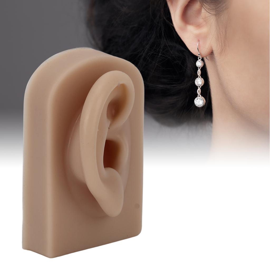 Silicone Ear Model Soft Flexible Right Ear Reusable Human Ear Model for Ear Piercing Training And Earrings Display