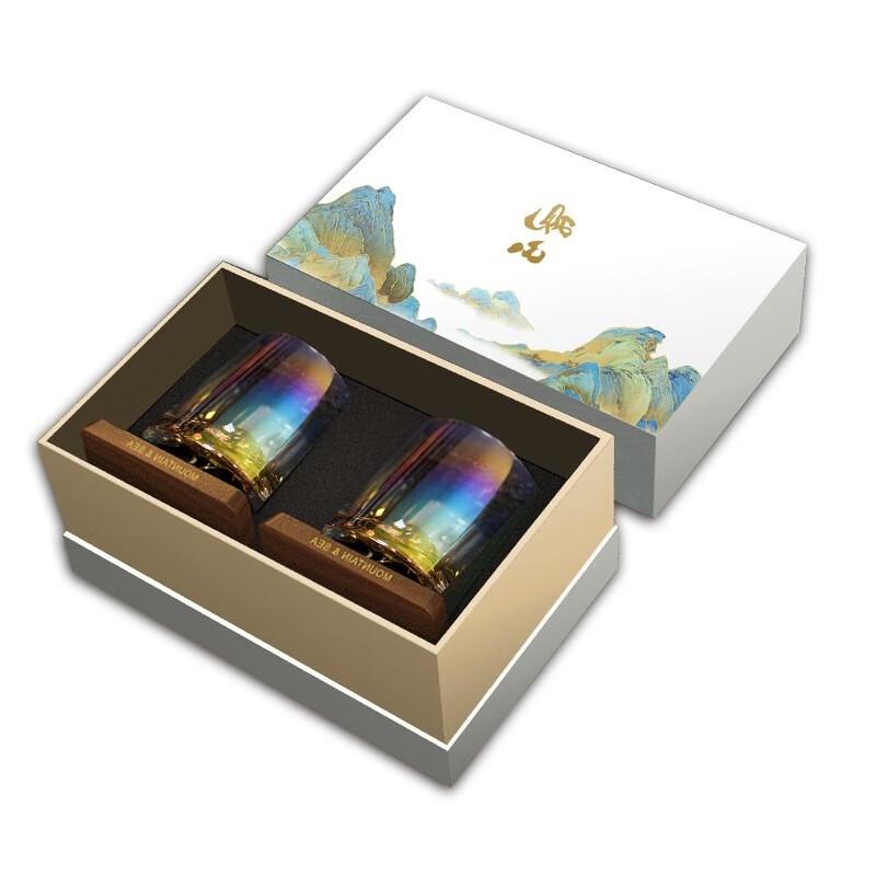 Guan Shan Will Handcrafted Gold-Rimmed Glass Tea Cup Set