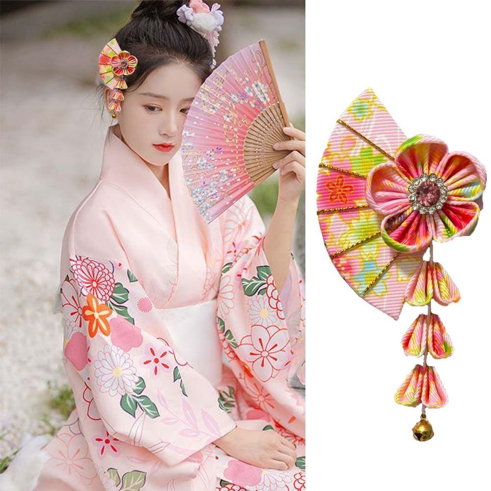 Sakura Quastenfächer Haarspange Blume Hanfu Fächer Haarspange Lieblich Kimono Sakura Haarnadel Kinder