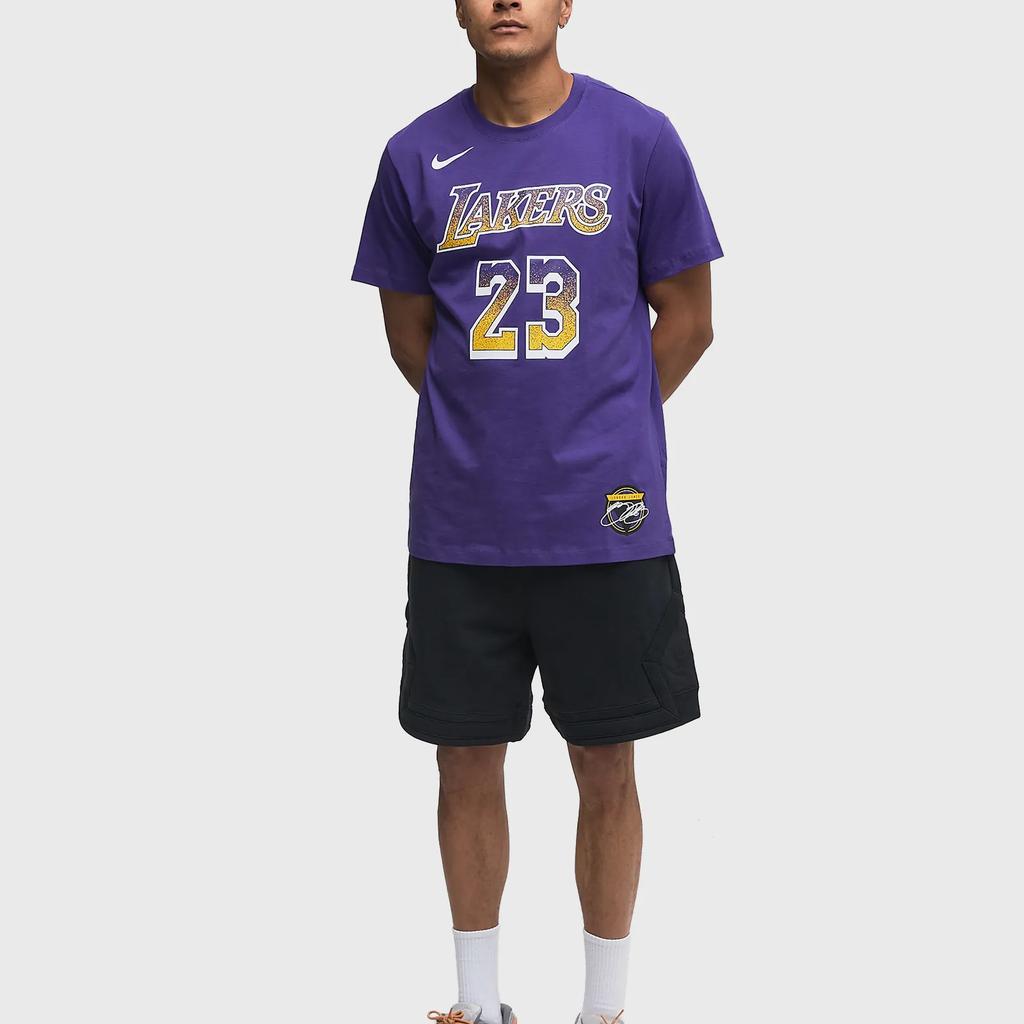 Nike X NBA Collaboration Los Angeles Lakers LeBron James Select Series Logo Round Neck Short Sleeve T-Shirt Men Tops Field-Purple HQ1318-504