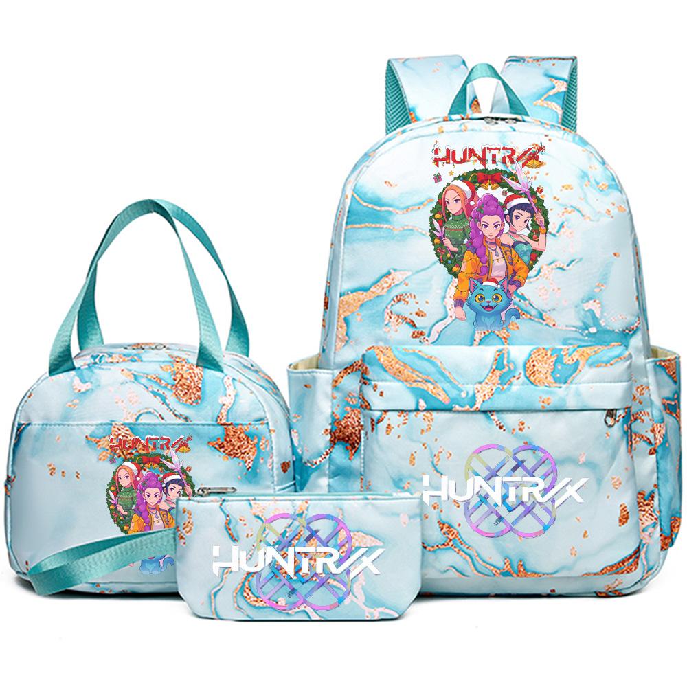 3Pcs/set Christmas Kpop Printed Backpack with Handbag Pencil Case for Teenager Student Girl Boy Bookbag Schoolbag Large Capacity Travel Bag Kid Gift