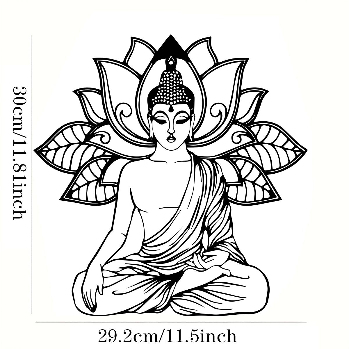 1pc for Lotus Buddha Metal Wall Art - Minimalist Black Buddhist Meditation Decor, Large for Lotus Flower with Buddha Figure
