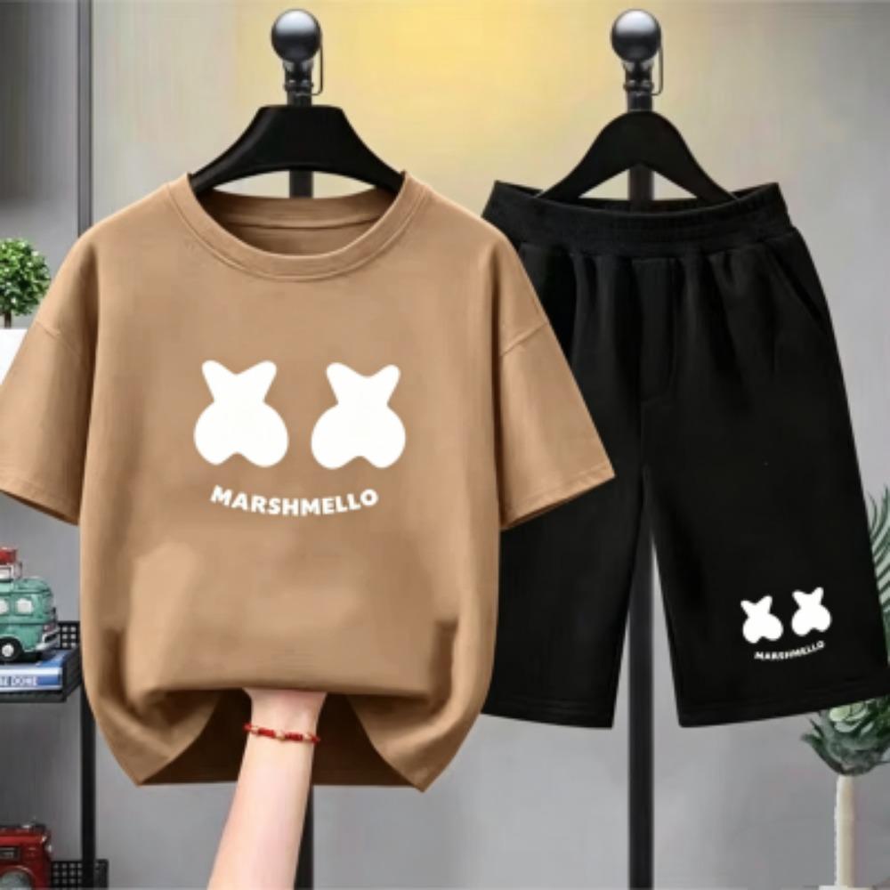 Fashion Kids T-shirt Shorts Set Fun Letter Printed Short Sleeve Tops Shorts 2pcs Summer Boy Girl's Outdoor Casual T-shirt Sets