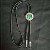 Braided Shoestring Flower Stone Bolo Tie Carved Charm Cowboy Necktie Necklace