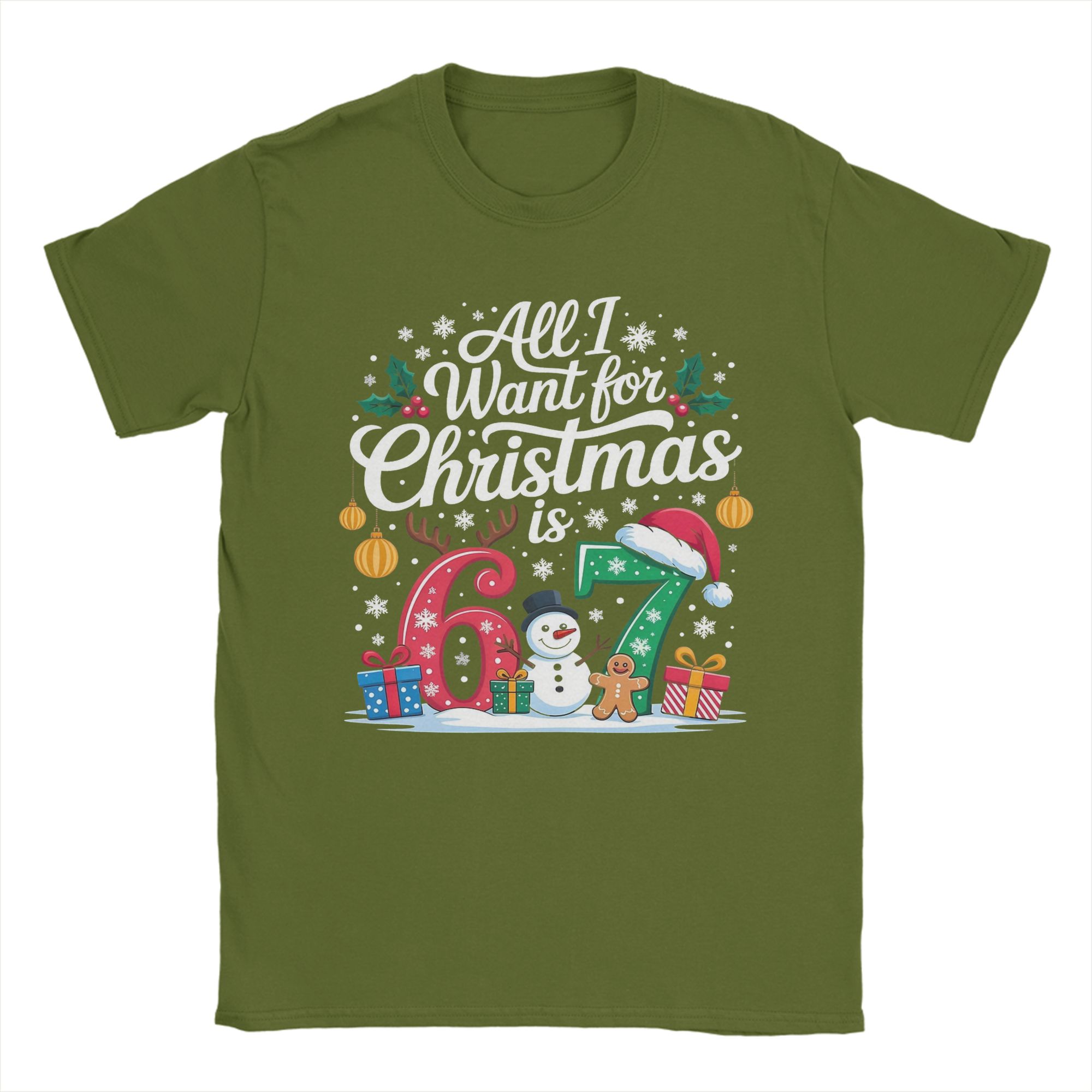 

All I Want for Christmas Is 67 Merry Christmas T-Shirts for Men Cotton Tees Round Collar Short Sleeve T Shirts Clothing 4XL